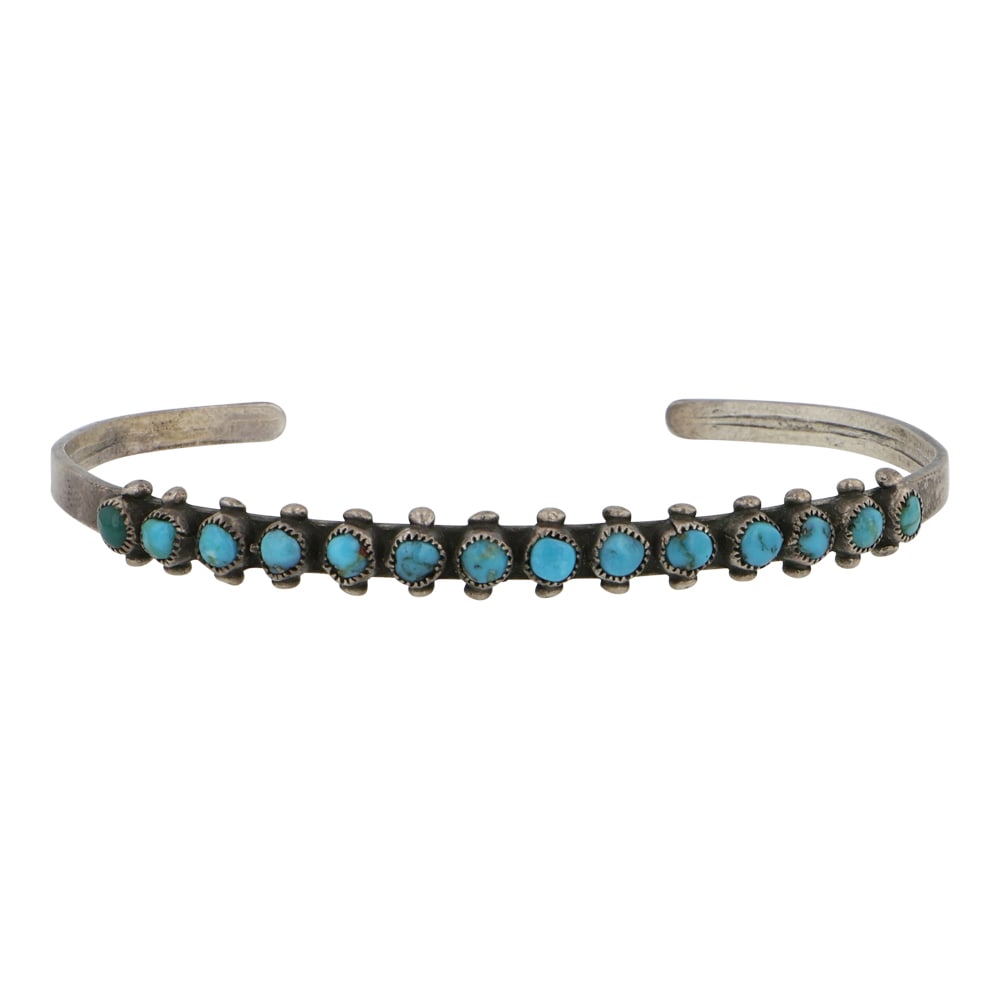 Vintage Navajo Kingman Turquoise Row Bracelet (1 of 3)