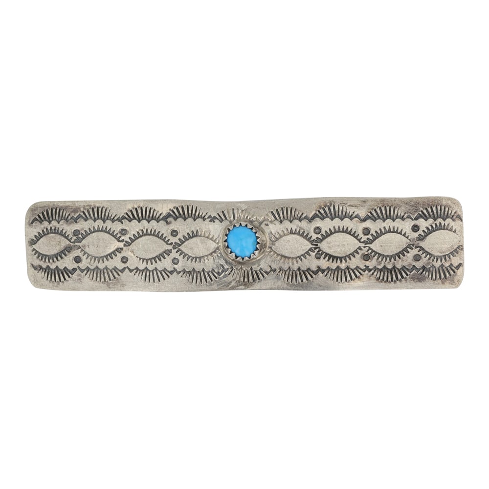 Vintage Navajo Kingman Turquoise Hair Barrette: Sterling Silver | Genuine Kingman Turquoise | Vintage Navajo Kingman Turquoise Hair Barrette | Navajo Native American Southwest Indian Jewelry | Good (no breaks or damages) | Approximate Weight: 7 Gra
