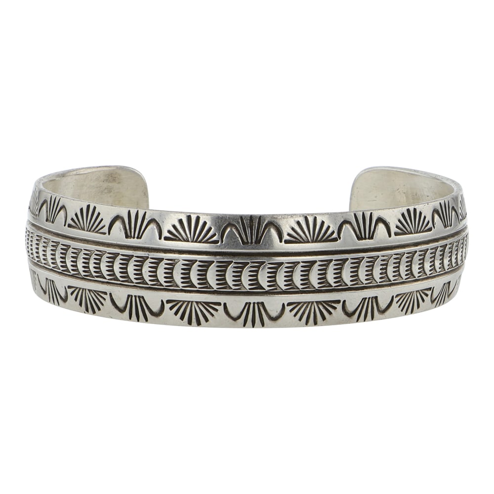 Vintage Navajo Stamp-Work Cuff Bracelet (1 of 3)