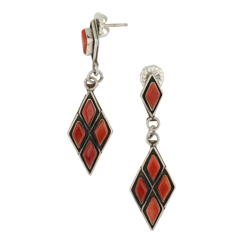 Zuni Mediterranean Coral Inlay Earrings (1 of 2)