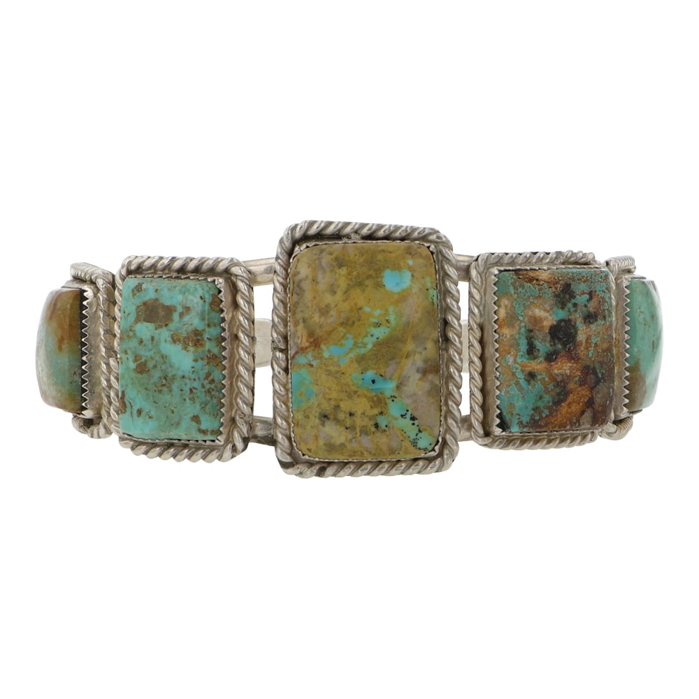 Navajo Nevada Turquoise Graduated Cuff Bracelet (1 of 3)