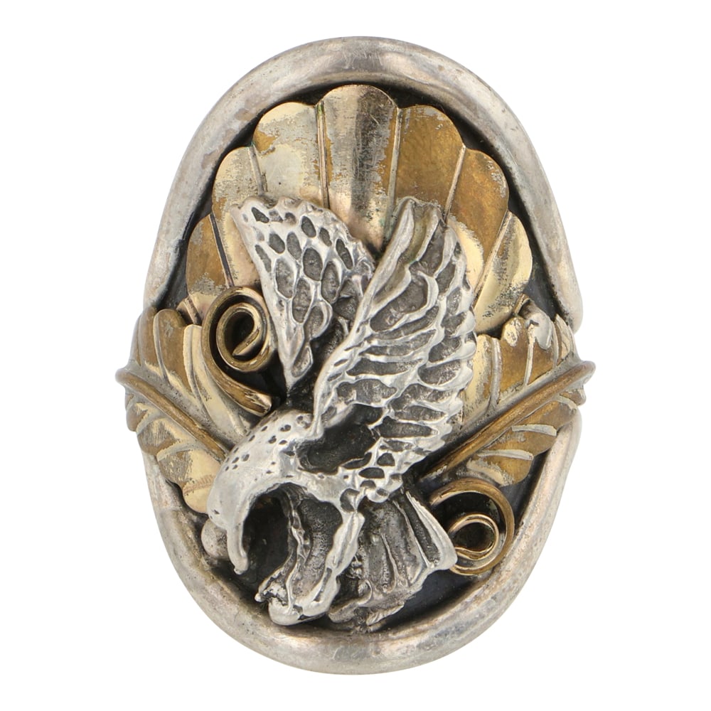 Navajo Sterling Silver & Gold Filled Eagle Ring (1 of 3)