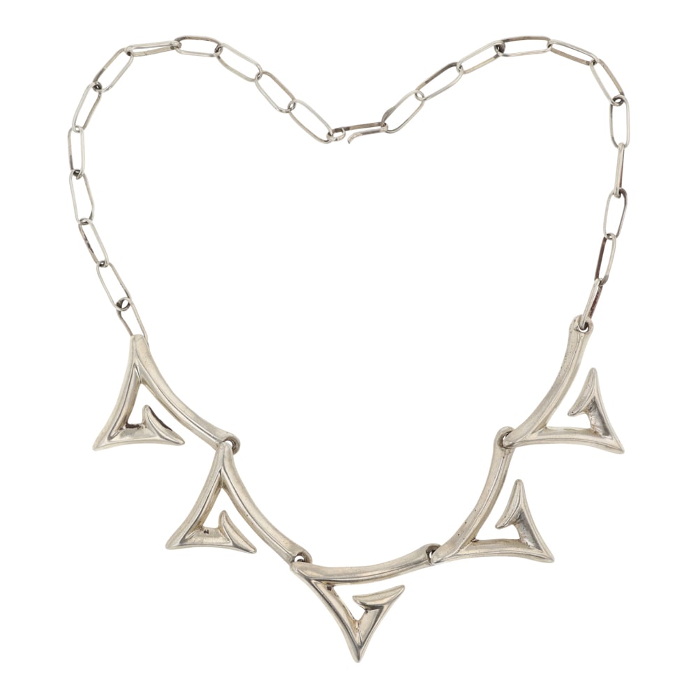 Vintage Navajo Plain Silver Sandcast Necklace (1 of 3)