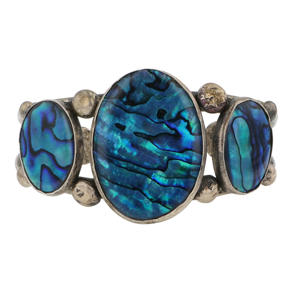 Vintage Navajo Paua Shell Three Stone Bracelet (1 of 3)