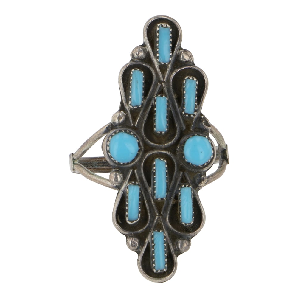 Zuni Sleeping Beauty Turquoise Needlepoint Ring (1 of 3)