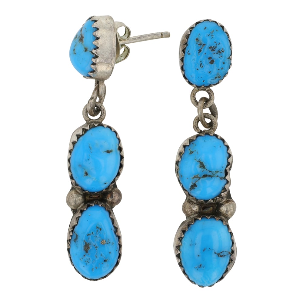 Vintage Navajo Kingman Turquoise Earrings (1 of 2)