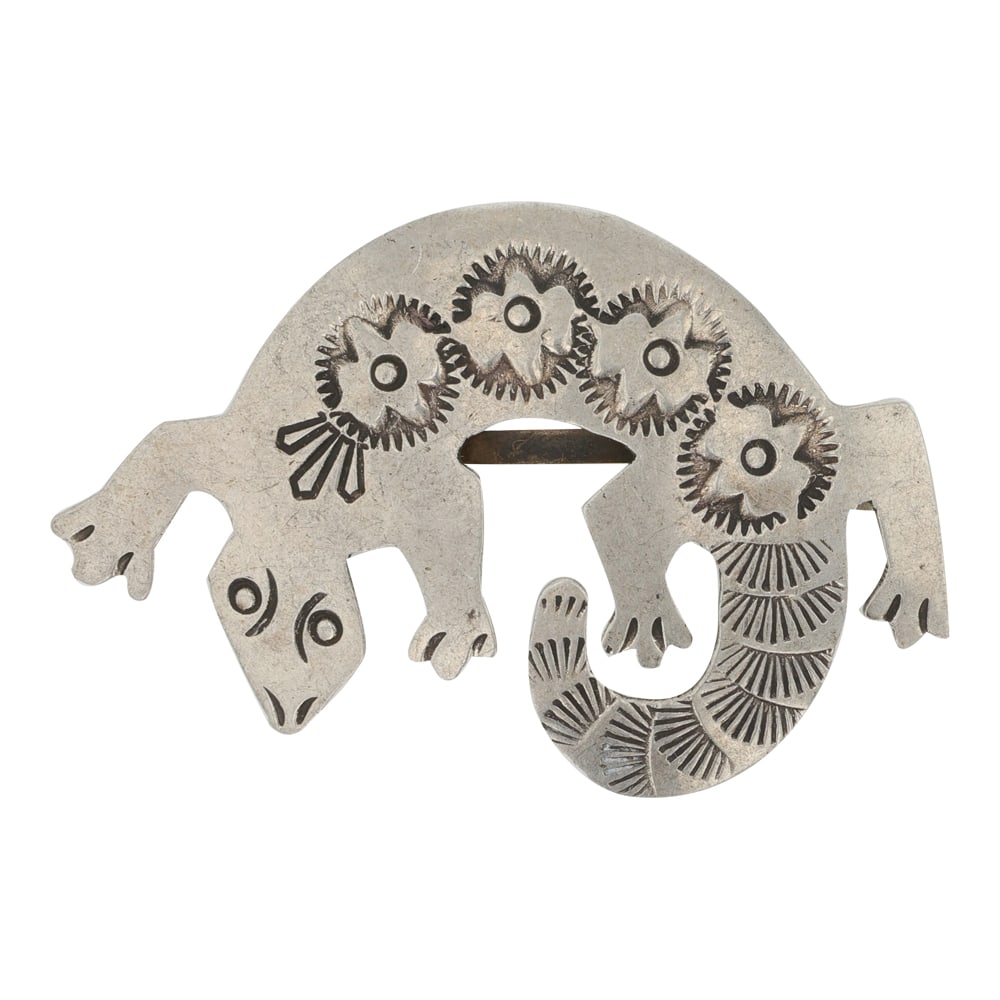 Vintage Navajo Stamp Work Gecko Pin (1 of 2)