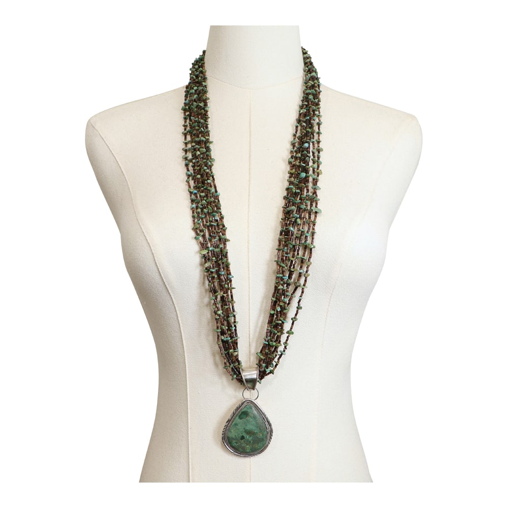 Vintage Navajo Nevada Turquoise & Shell Heishi Necklace (1 of 4)