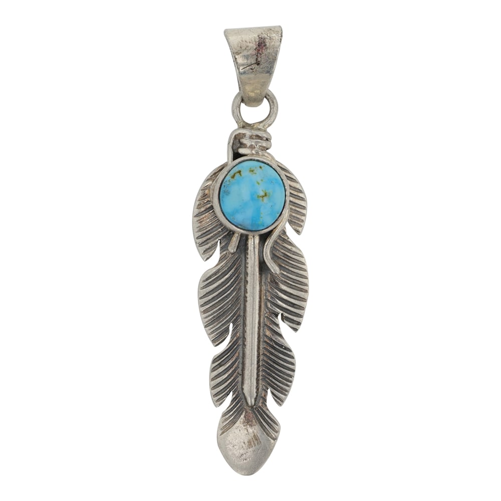 June Delgarito Kingman Turquoise Feather Pendant (1 of 2)