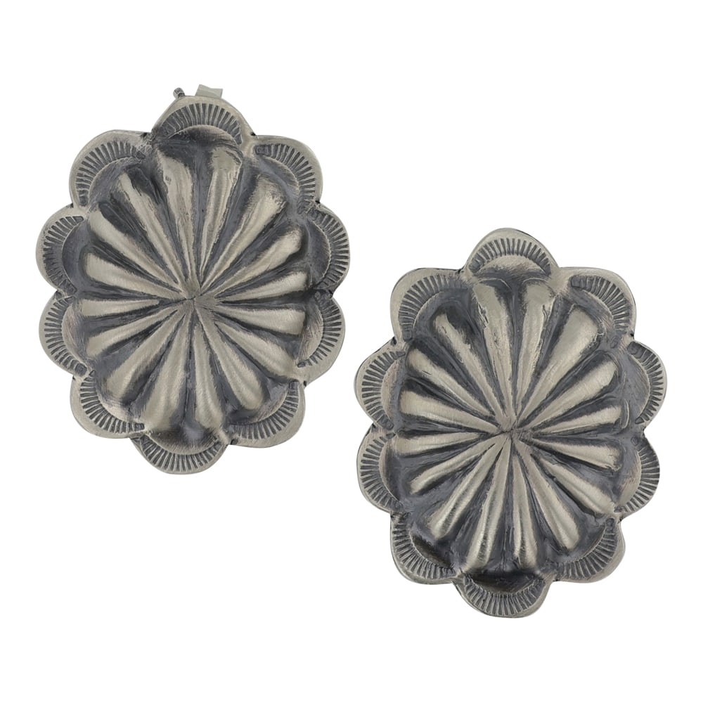 Navajo Stamp-Work Concho Earrings (1 of 2)