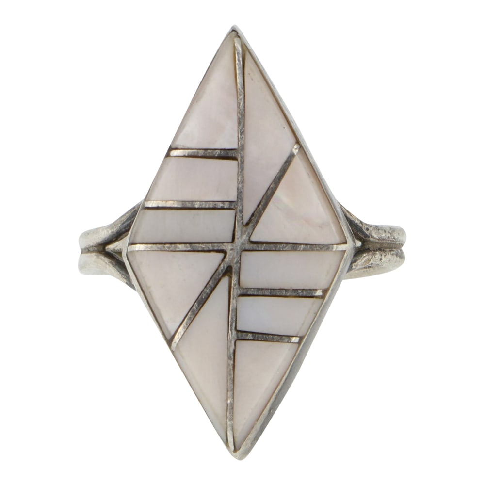 Navajo Pink Shell Inlay Ring (1 of 4)