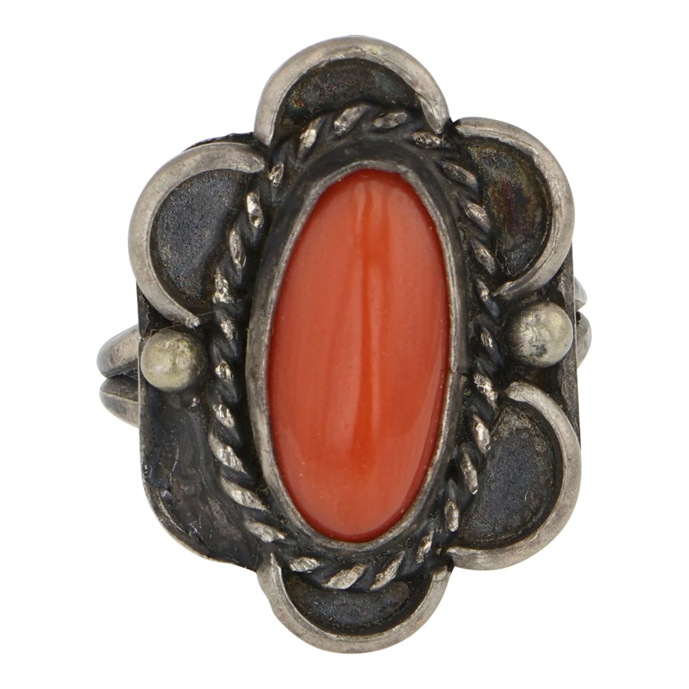 Vintage Navajo Mediterranean Coral Ring (1 of 3)