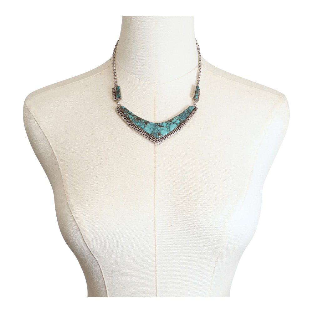 Vintage Navajo Spiderweb Turquoise Inlay Choker Necklace: Sterling Silver | Genuine Turquoise | Vintage Navajo Spiderweb Turquoise Inlay Choker Necklace | Navajo Native American Southwest Indian Jewelry | Good (no breaks or damages) | Approximate Weight: 57