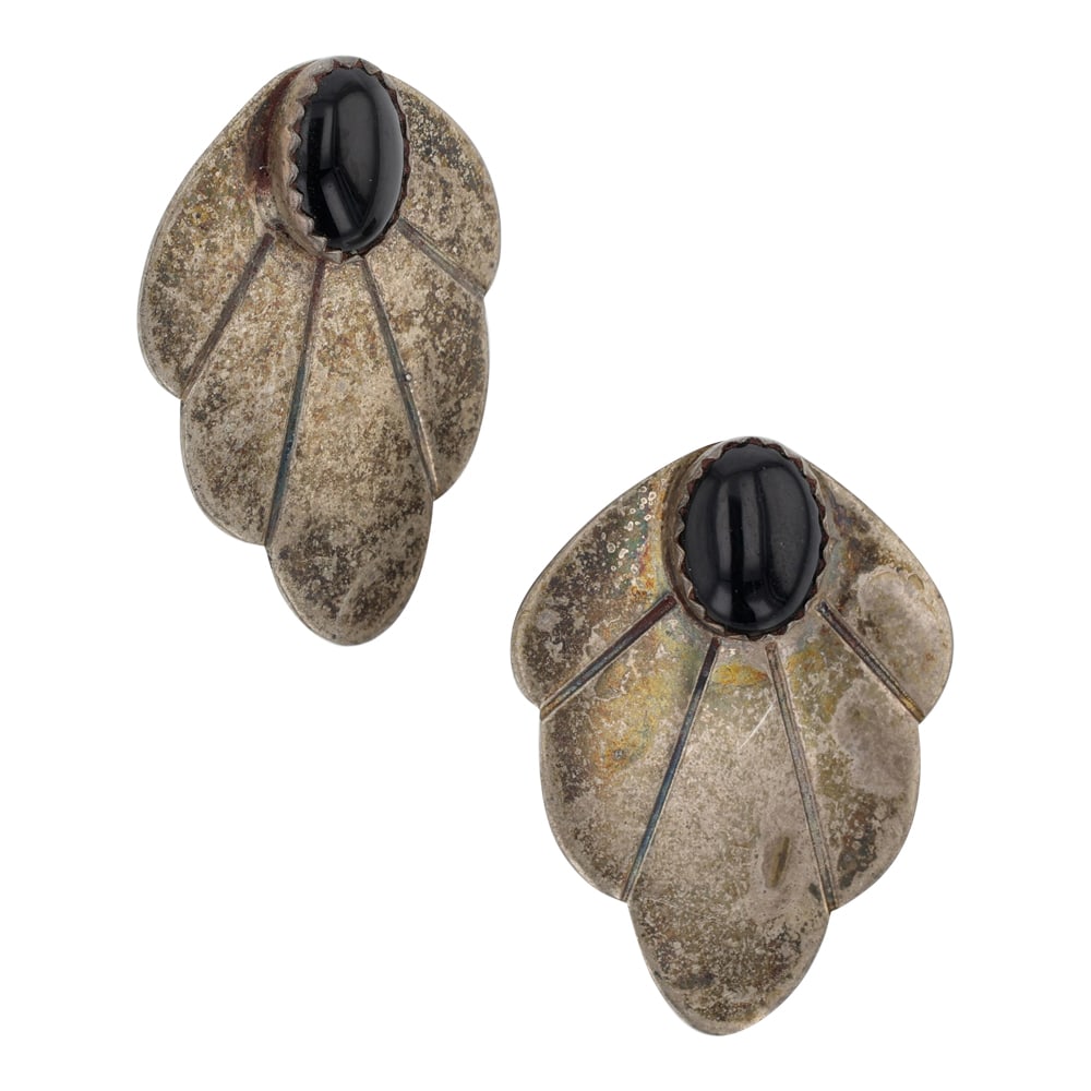 Vintage Navajo Black Onyx Earrings (1 of 2)
