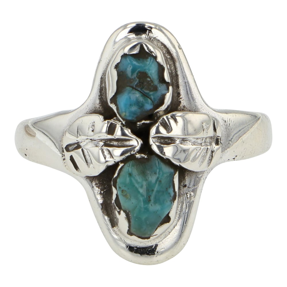 Navajo Kingman Turquoise Two Stone Ring (1 of 3)