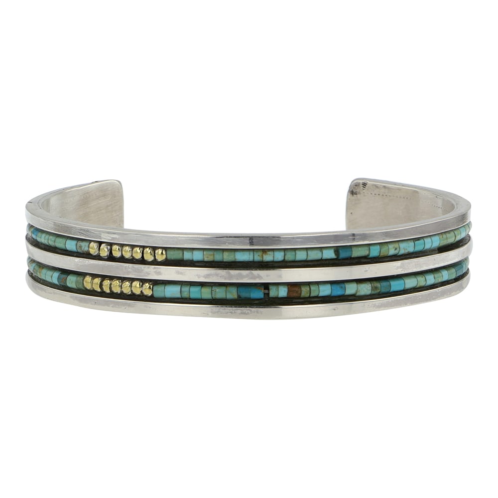 Alois Wagner Award Winning Santo Domingo Kewa Artist Turquoise Bracelet: Sterling Silver | Genuine Turquoise | Alois Wagner Award Winning Santo Domingo Kewa Artist Turquoise Bracelet | Santo Domingo Pueblo Native American Southwest Indian Jewelry | Good (no breaks or