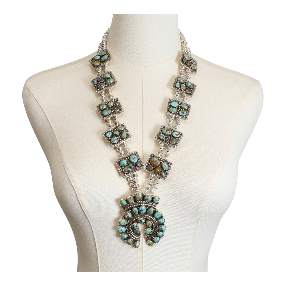 Navajo Nevada Turquoise Large Cluster Statement Necklace (1 of 4)