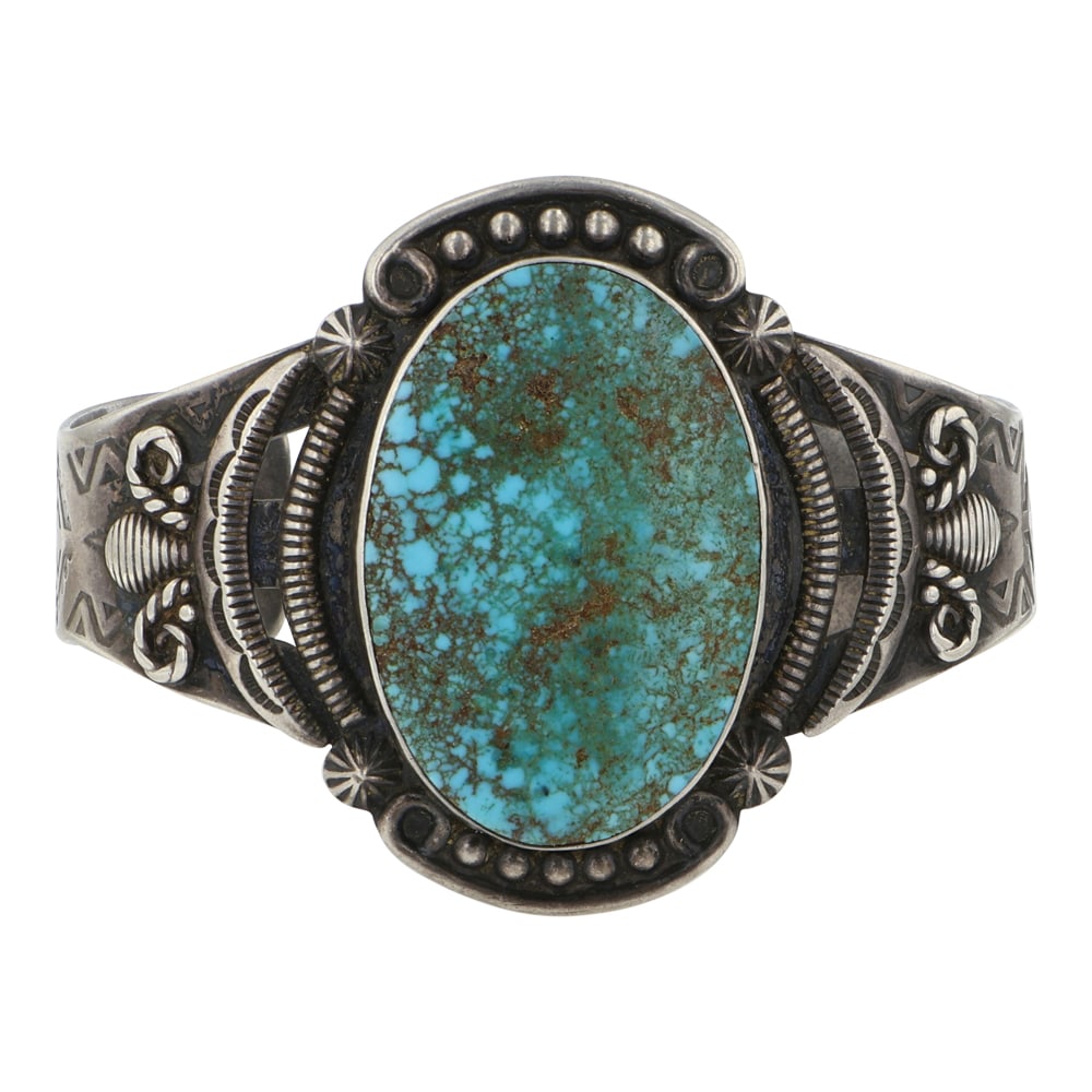 Vintage Navajo Turquoise Mountain Turquoise Cuff Bracelet (1 of 3)