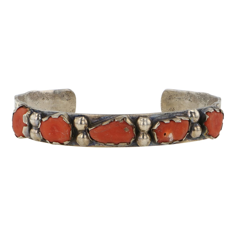 Vintage Navajo Freeform Coral Cuff Bracelet (1 of 3)