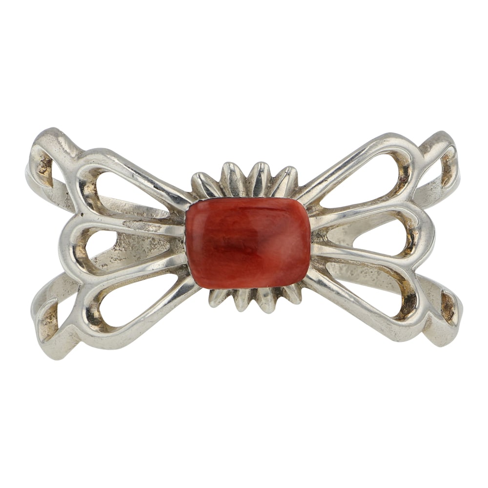 Navajo Spiny Oyster Sandcast Cuff Bracelet (1 of 3)