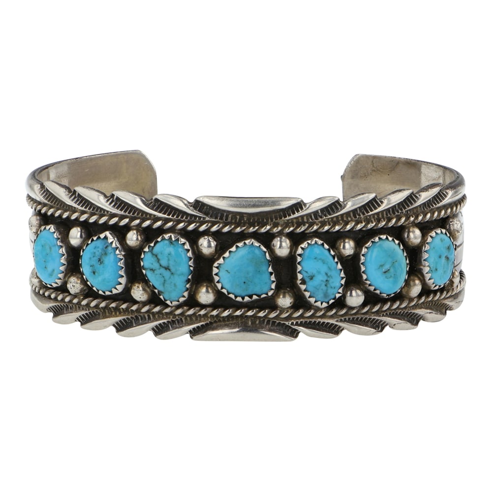 Vintage Navajo Kingman Turquoise Cuff Bracelet (1 of 3)