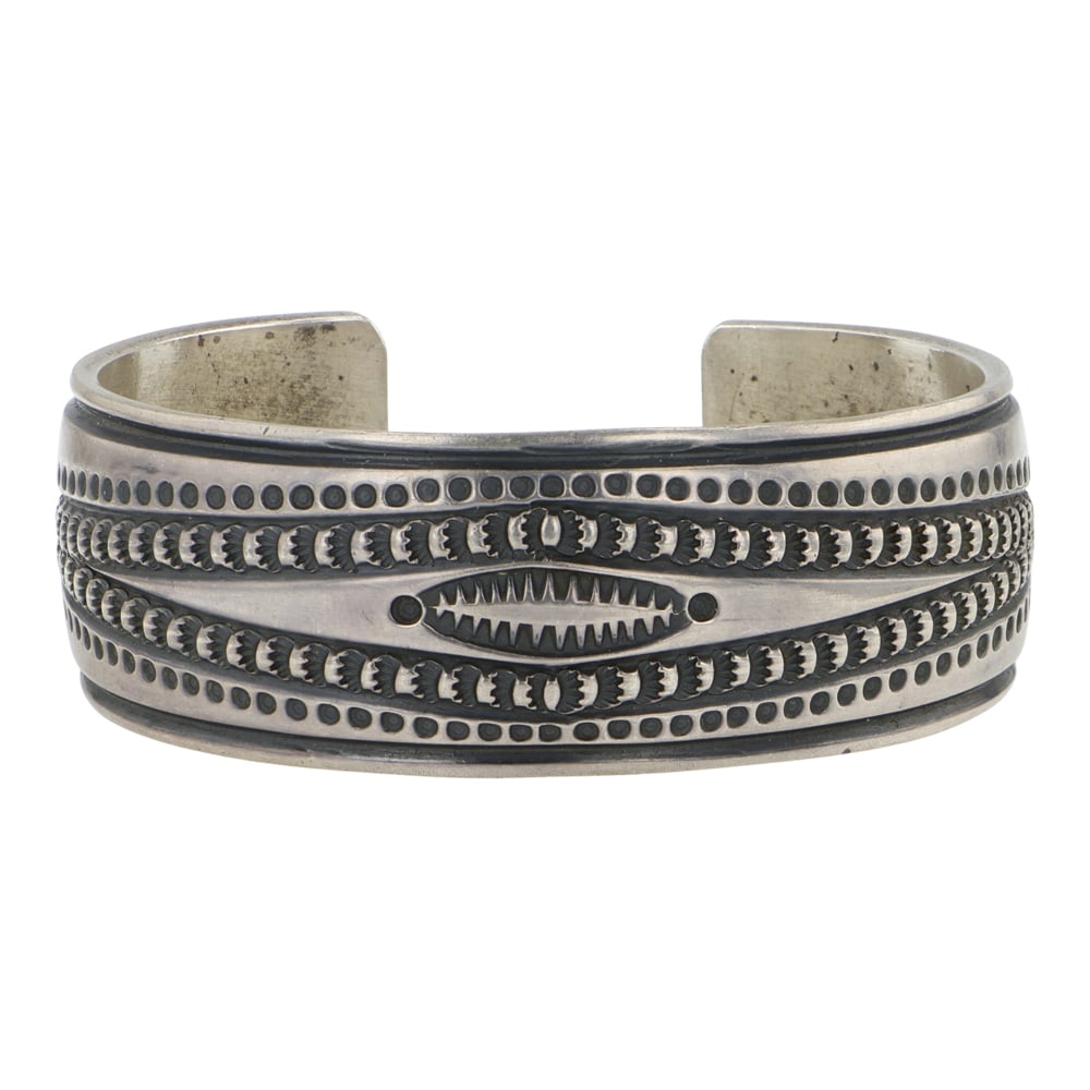 Andy Cadman Early Work Navajo Deep Stamp Work Cuff Bracelet (1 of 3)