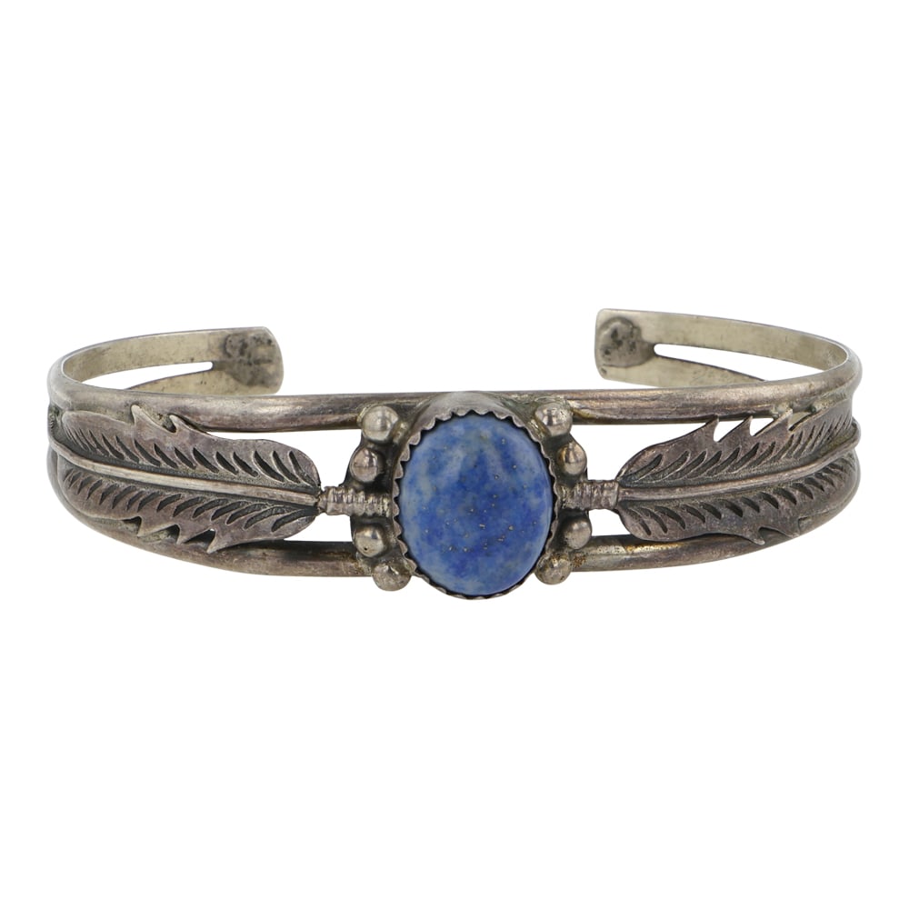 Vintage Navajo Denim Lapis Cuff Bracelet (1 of 3)
