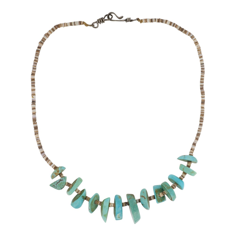 Vintage Navajo Nevada Turquoise & Shell Geisha Necklace (1 of 3)