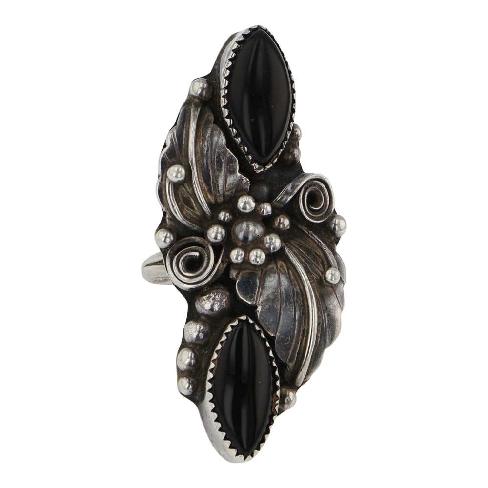 Vintage Navajo Black Onyx Two Stone Ring (1 of 3)
