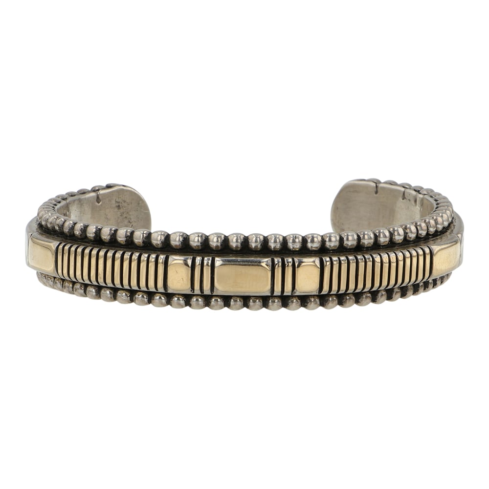 Johnathan Nez 14K Gold & Sterling Silver Heavy Cuff Bracelet (1 of 4)