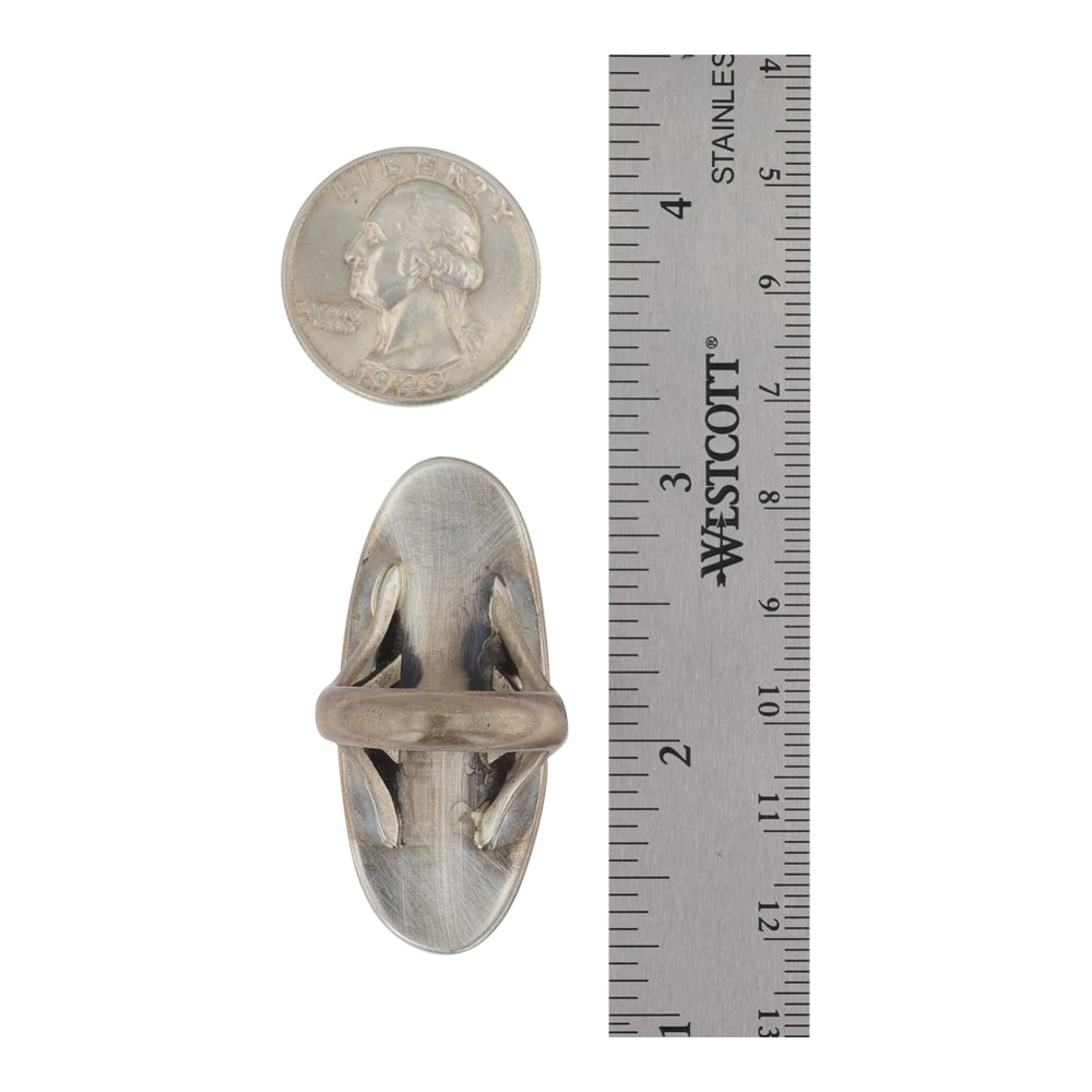 Navajo Spiderweb Turquoise Long Oval Statement Ring - 2