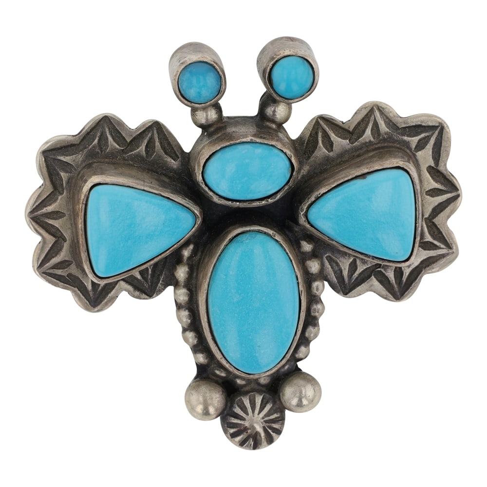 Darren Livingston Navajo Sleeping Beauty Turquoise Dragonfly Pin: Sterling Silver | Genuine Sleeping Beauty Turquoise | Darren Livingston Navajo Sleeping Beauty Turquoise Dragonfly Pin | Navajo Native American Southwest Indian Jewelry | Good (no breaks or damages) |