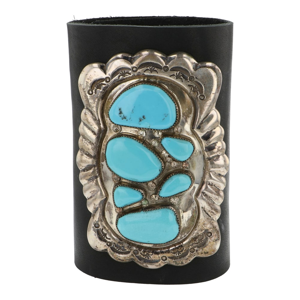 Vintage Navajo Kingman Turquoise Ketoh Bowguard Bracelet (1 of 3)