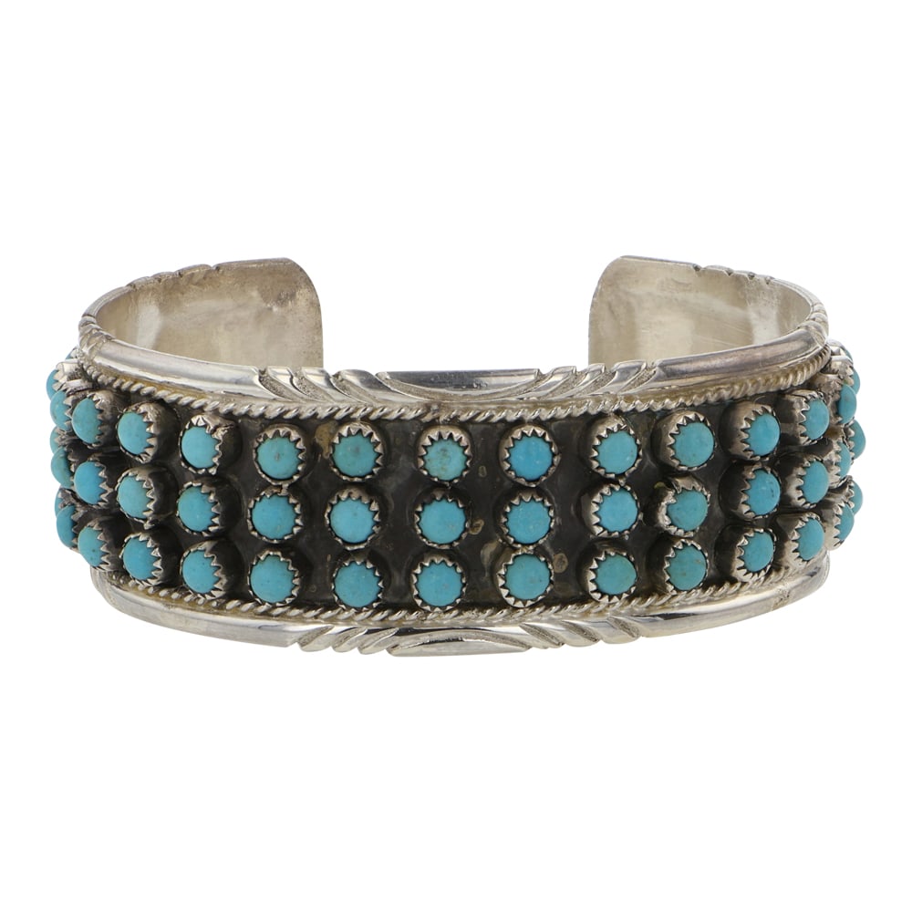 Navajo Kingman Turquoise Three Row Bracelet (1 of 3)