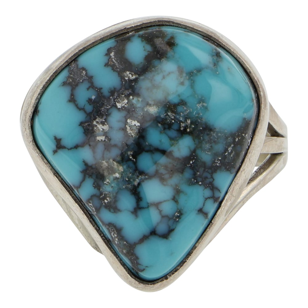 Lela Platero Navajo Morenci Turquoise Ring (1 of 3)