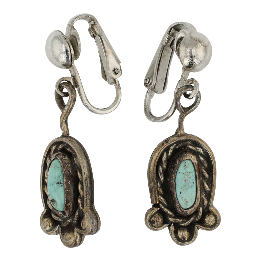 Vintage Navajo Nevada Turquoise Earrings (1 of 2)