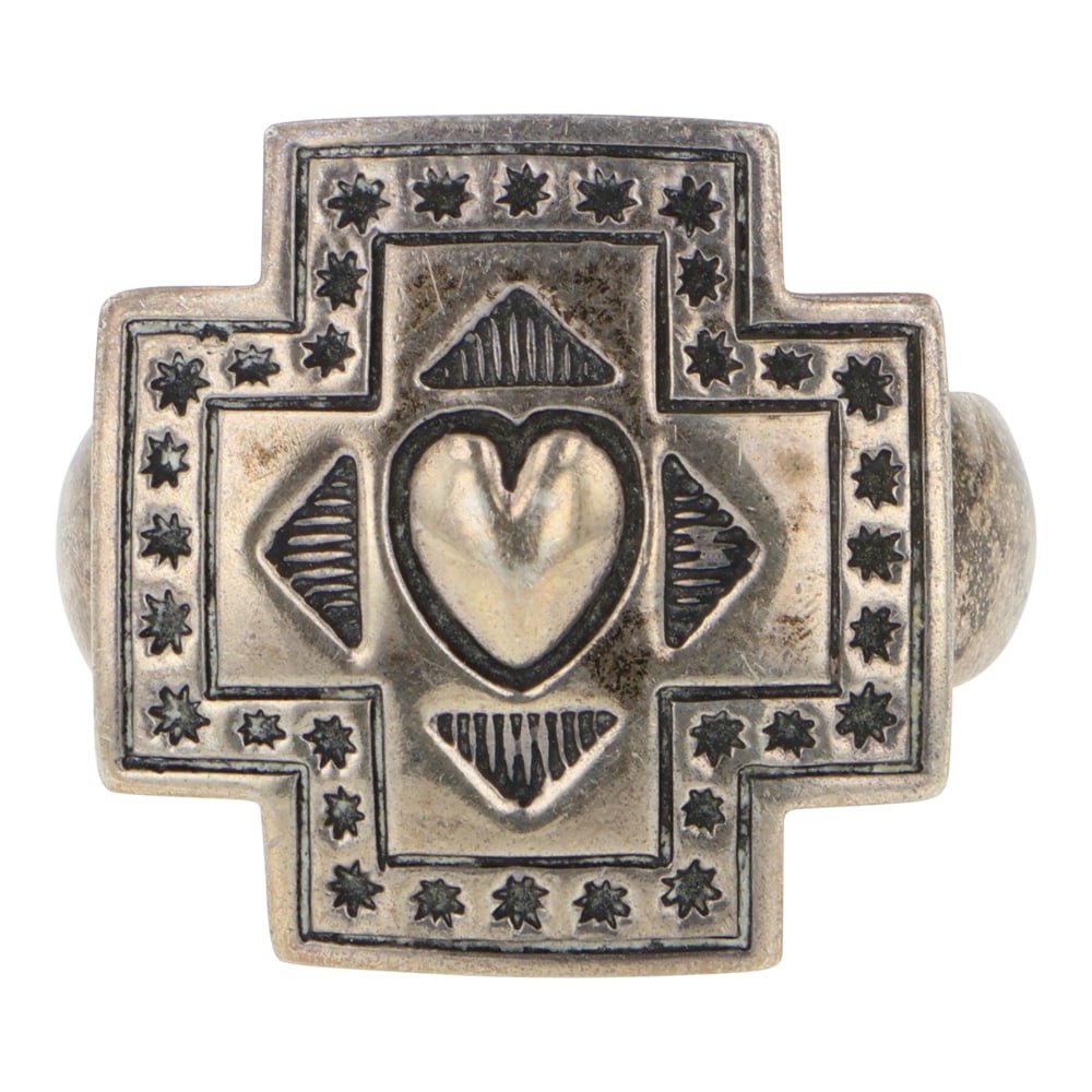 Vintage Navajo Plain Silver Zia Symbol Ring (1 of 3)