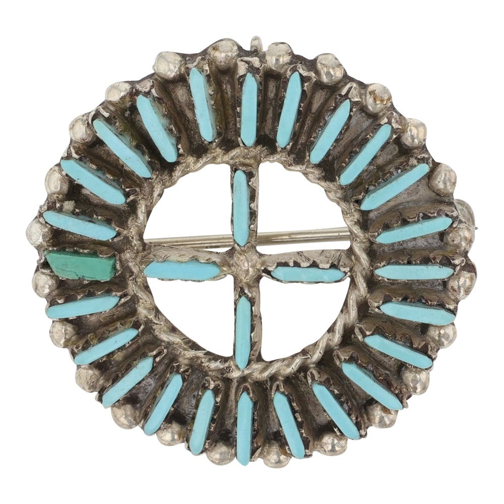 Vintage Zuni Sleeping Beauty Turquoise Pin/ Pendant (1 of 2)