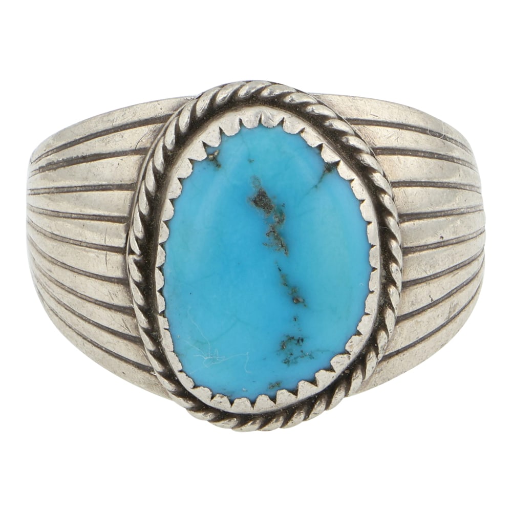 Navajo Kingman Turquoise Men's Ring (1 of 3)
