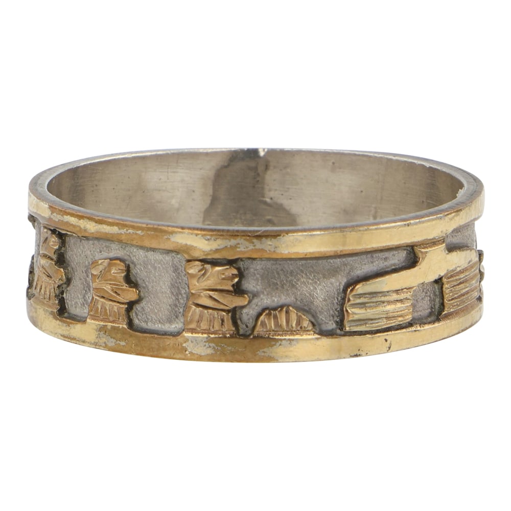 Vintage Becenti Navajo Sterling Silver & 12K Gold Filled Story Teller Ring (1 of 4)