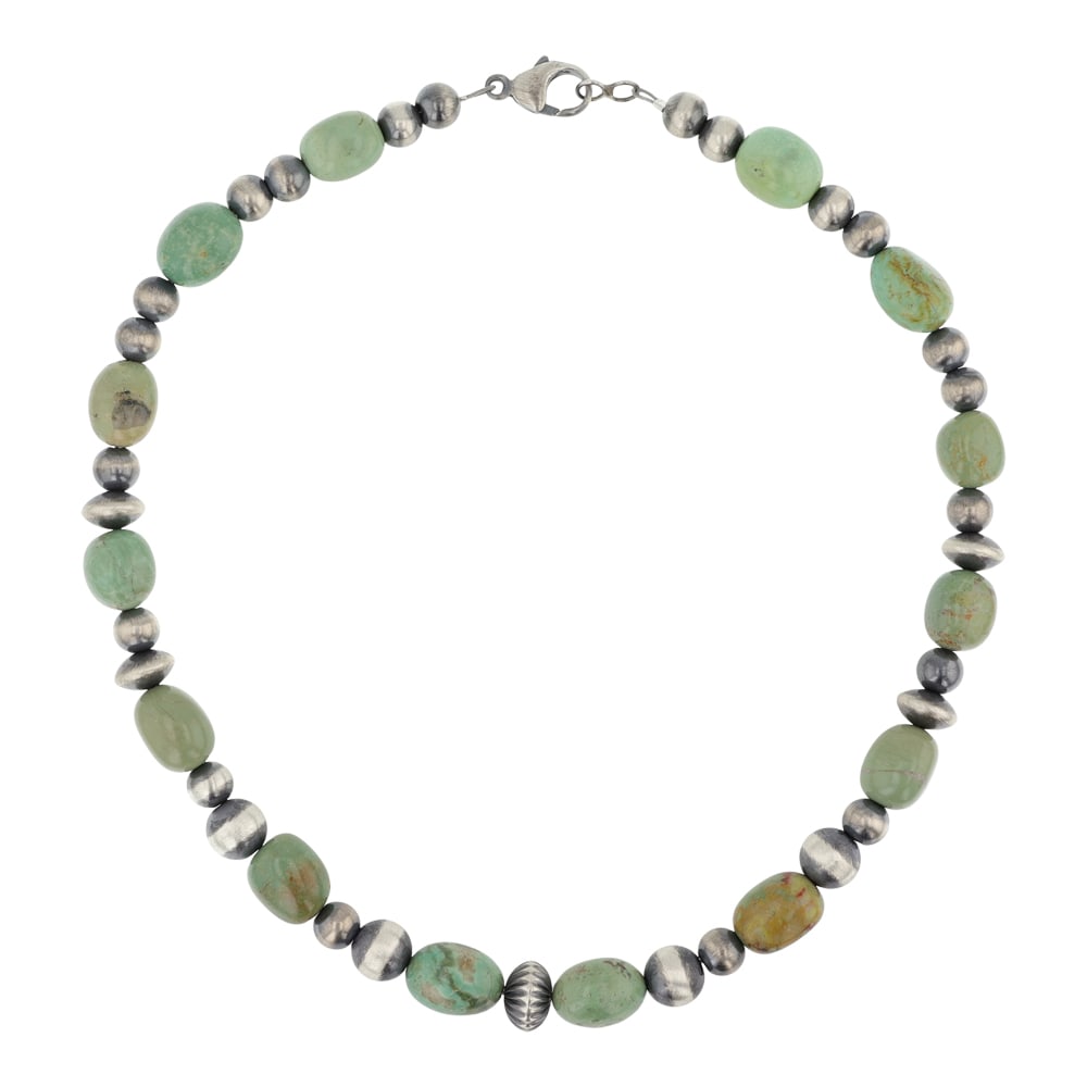 Navajo Nevada Turquoise & 6-10mm Oxidized Beads Necklace (1 of 2)