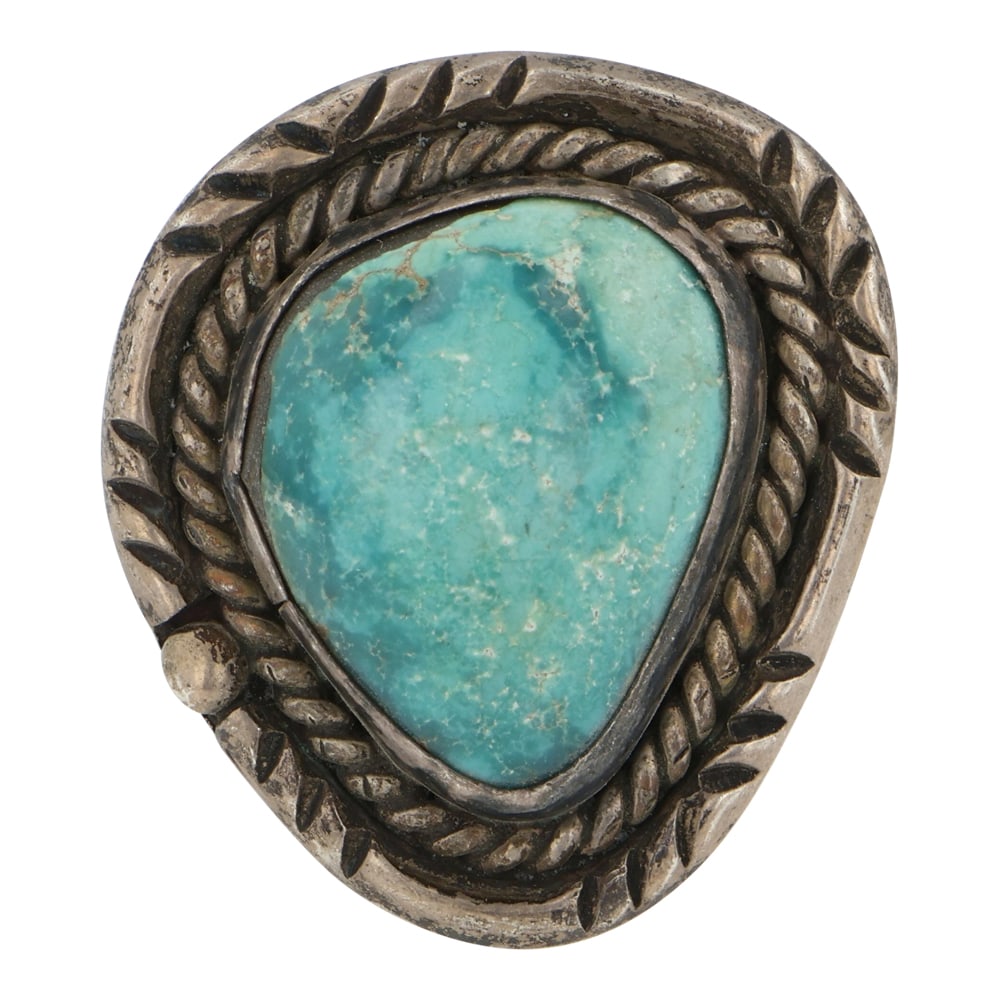 Vintage Navajo Fox Turquoise Ring: Sterling Silver | Genuine Fox Turquoise | Vintage Navajo Fox Turquoise Ring | Navajo Native American Southwest Indian Jewelry | Good (no breaks or damages) | Approximate Weight: 15 Grams | Ring: 10 si