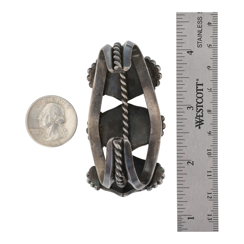 Vintage Navajo Persian Turquoise Three Stone Bracelet - 3