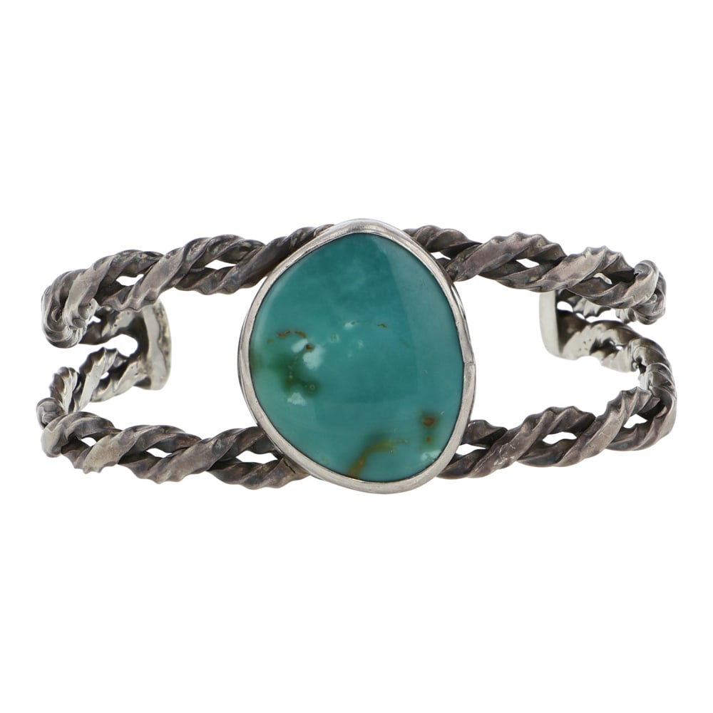 Vintage Navajo Nevada Turquoise Twist Wire Bracelet: Sterling Silver | Genuine Nevada Turquoise | Vintage Navajo Nevada Turquoise Twist Wire Bracelet | Navajo Native American Southwest Indian Jewelry | Good (no breaks or damages) | Approximate Weight: 3