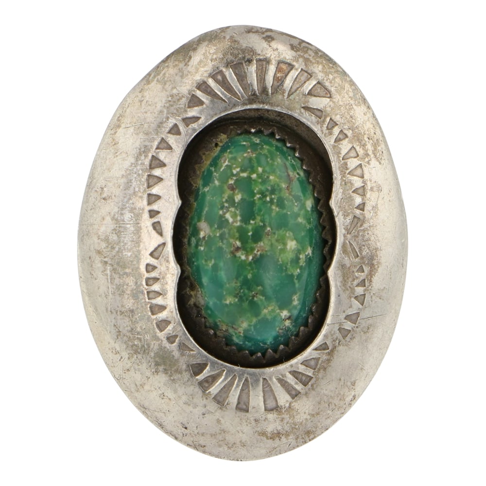 Vintage Navajo Fox Turquoise Shadow Box Ring: Sterling Silver | Genuine Fox Turquoise | Vintage Navajo Fox Turquoise Shadow Box Ring | Navajo Native American Southwest Indian Jewelry | Good (no breaks or damages) | Approximate Weight: 7 Grams | R