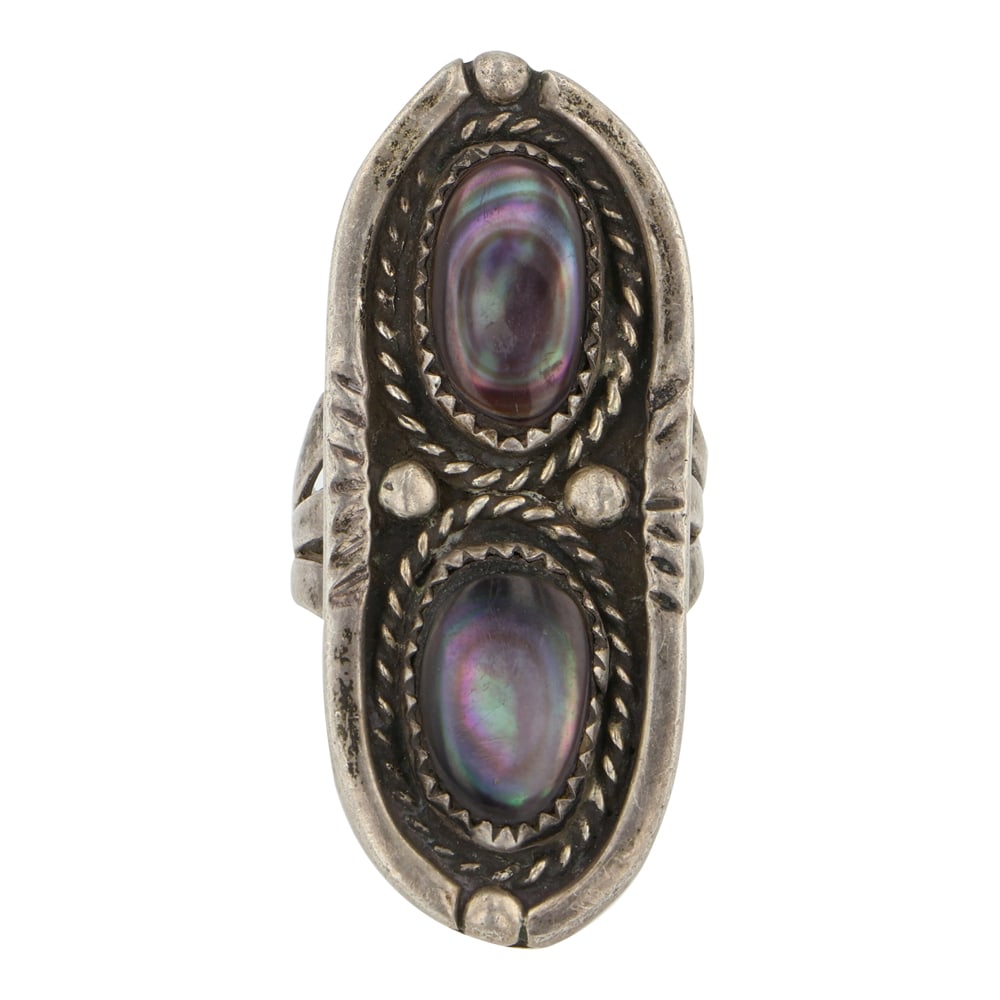 Vintage Navajo Abalone Shell Two Stone Ring (1 of 3)
