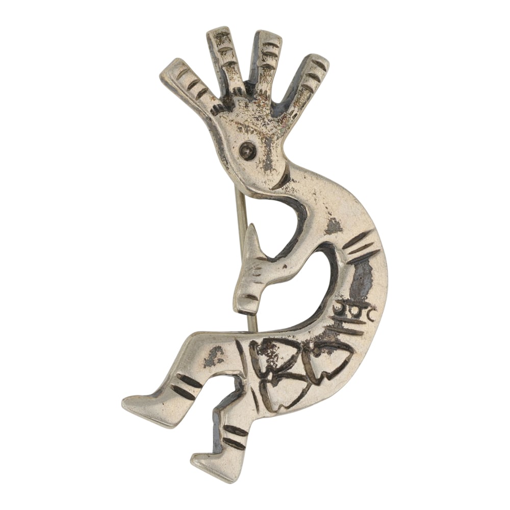 Vintage Navajo Plain Silver Kokopelli Pin (1 of 2)