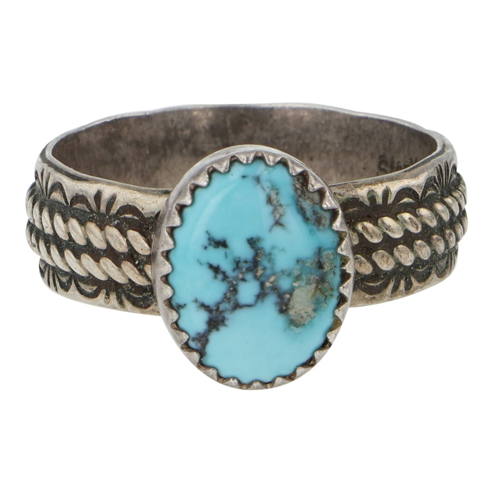 Navajo Ithaca Peak Turquoise Ring: Sterling Silver | Genuine Ithaca Peak Turquoise | Navajo Ithaca Peak Turquoise Ring | Navajo Native American Southwest Indian Jewelry | Good (no breaks or damages) | Approximate Weight: 5 Grams | Ring