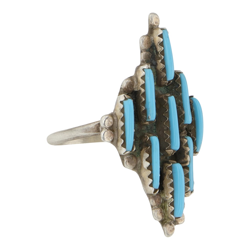 Zuni Turquoise Needlepoint Ring - 2