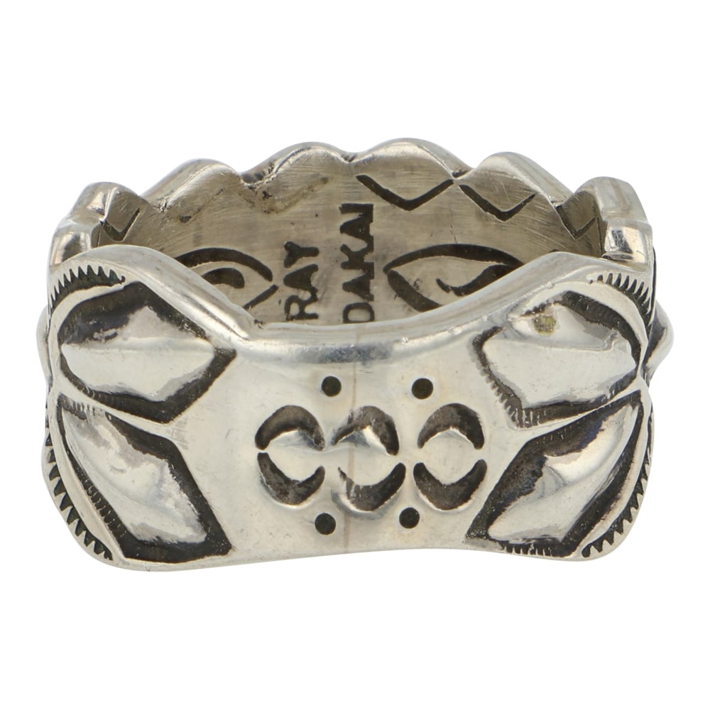 Ray Adakai Navajo Stamp Work Plain Silver Ring (1 of 3)